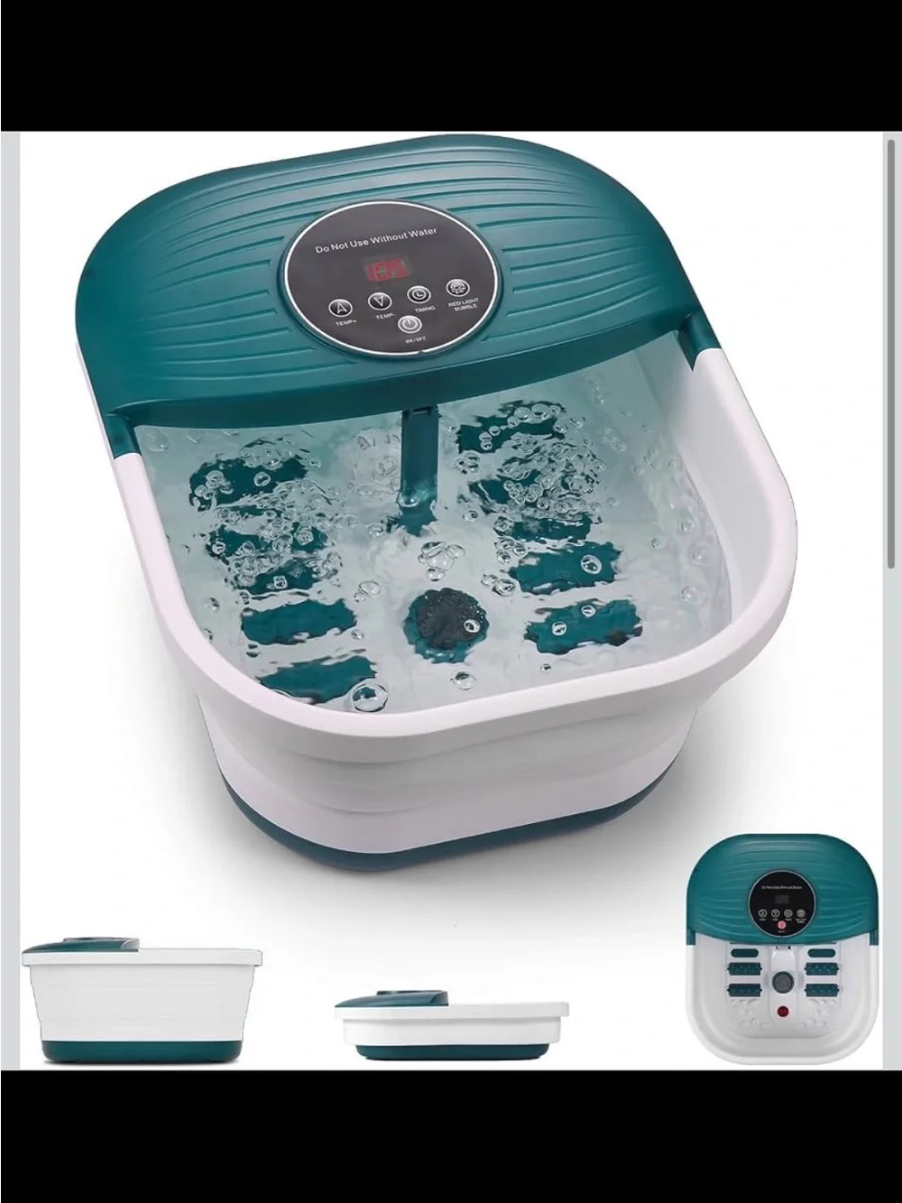 CURECURE Collapsible Foot Spa Massager - Heat, Bubbles & Timer - New in Box
